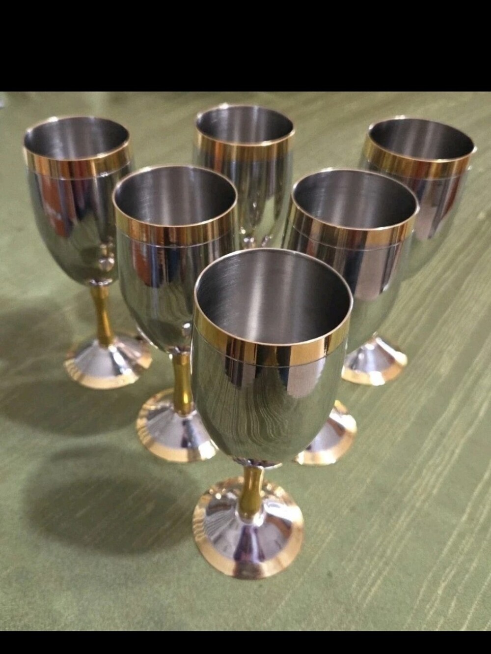 Vintage Zepter "Prince" Stainless Steel Gold Plated Goblets Italy Complete Set